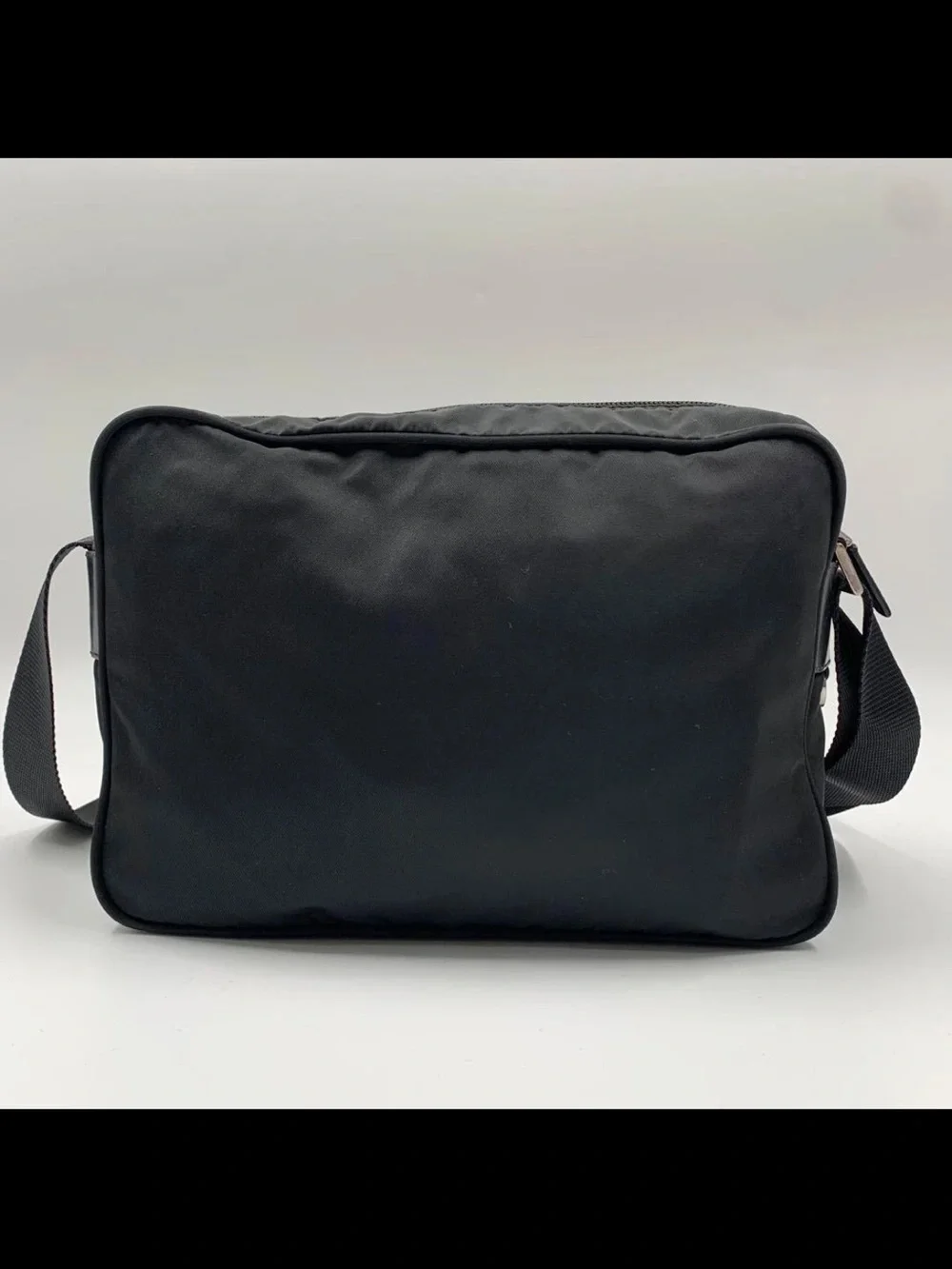 Prada Black Nylon Messenger Bag with Triangle Logo